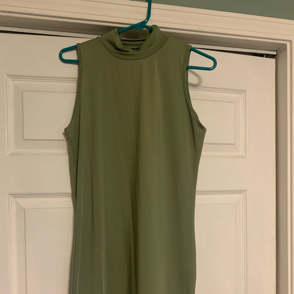 Olive green turtle neck dress
